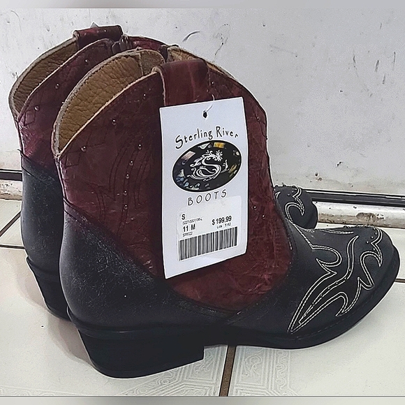Sterling River Womens Zip Cowboy Bootie NWT Leather Sz 11 med - Picture 2 of 8